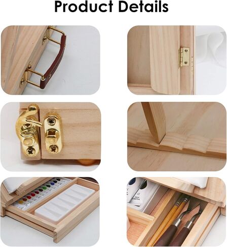 LUCYCAZ Art Easel for Painting, Tabletop Painting Easel for Kids, Beechwood Portable Easel Stand for Artists, Adjustable Angle Drawing and Sketching Board in Kuwait