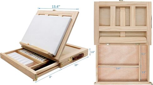 LUCYCAZ Art Easel for Painting, Tabletop Painting Easel for Kids, Beechwood Portable Easel Stand for Artists, Adjustable Angle Drawing and Sketching Board in Kuwait