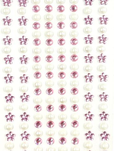 Wrapables 164 Pieces Crystal Flower and Pearl Stickers Adhesive Rhinestones, Pink in Saudi Arabia