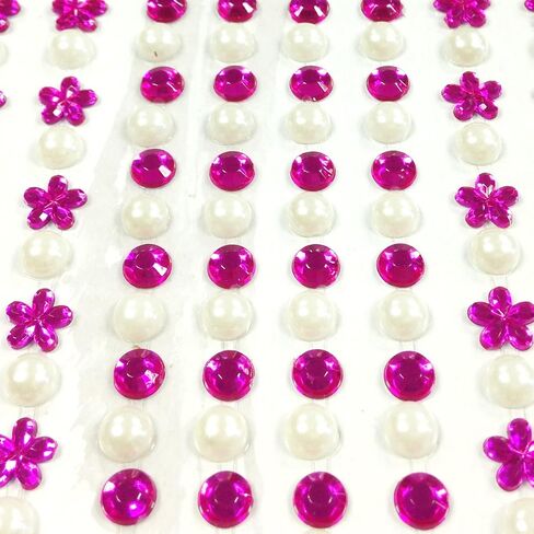 Wrapables 164 Pieces Crystal Flower and Pearl Stickers Adhesive Rhinestones, Pink in Saudi Arabia