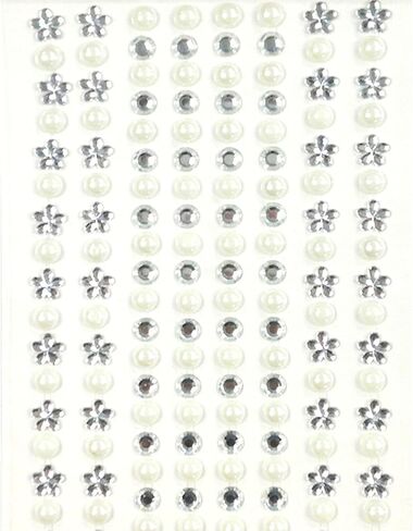 Wrapables 164 Pieces Crystal Flower and Pearl Stickers Adhesive Rhinestones, Pink in Saudi Arabia