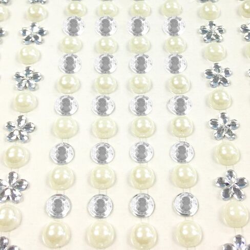Wrapables 164 Pieces Crystal Flower and Pearl Stickers Adhesive Rhinestones, Pink in Saudi Arabia