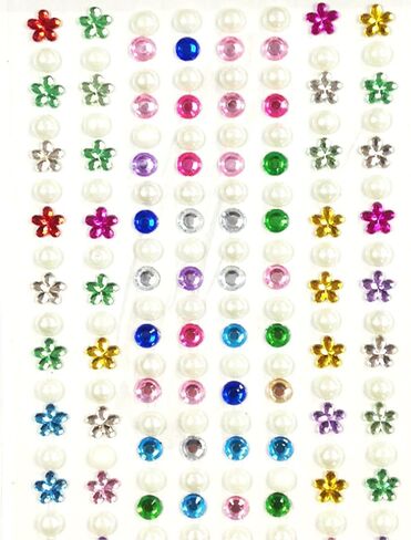 Wrapables 164 Pieces Crystal Flower and Pearl Stickers Adhesive Rhinestones, Pink in Saudi Arabia
