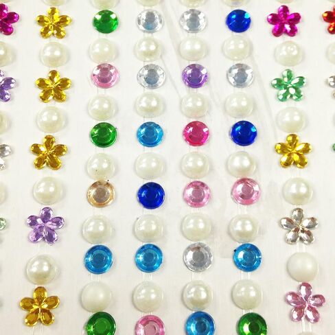 Wrapables 164 Pieces Crystal Flower and Pearl Stickers Adhesive Rhinestones, Pink in Saudi Arabia