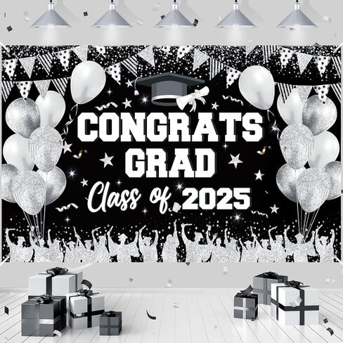 Red Black Treguation Banner Decorations Red Congrats Class of 2025 Banner Background Backdrop Scluder Backdrop Sign for 2025 School College التخرج الإمدادات Decor 71 × 43 بوصة in Kuwait