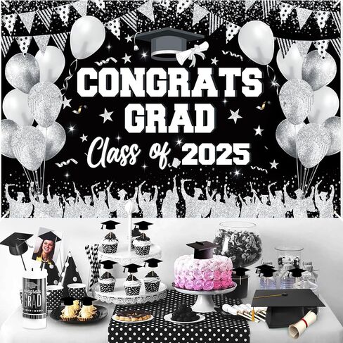 Red Black Treguation Banner Decorations Red Congrats Class of 2025 Banner Background Backdrop Scluder Backdrop Sign for 2025 School College التخرج الإمدادات Decor 71 × 43 بوصة in Kuwait