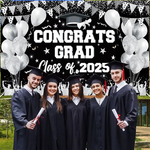 Red Black Treguation Banner Decorations Red Congrats Class of 2025 Banner Background Backdrop Scluder Backdrop Sign for 2025 School College التخرج الإمدادات Decor 71 × 43 بوصة in Kuwait