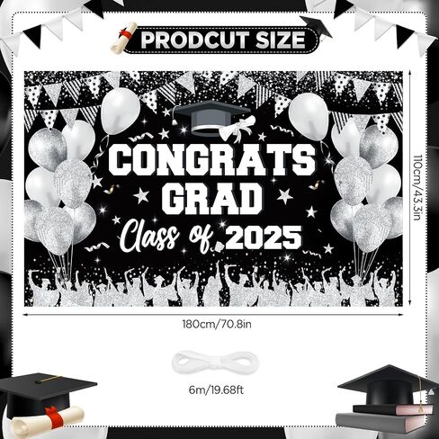 Red Black Treguation Banner Decorations Red Congrats Class of 2025 Banner Background Backdrop Scluder Backdrop Sign for 2025 School College التخرج الإمدادات Decor 71 × 43 بوصة in Kuwait