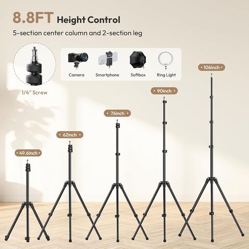ULANZI TT43 Light Stand Tripod, Extendable 6.23ft Tripod Stand Photography Adjustable Aluminum, Portable Lighting Solution for Strobe Lights, Webcams, Cameras, and Softboxes in Saudi Arabia