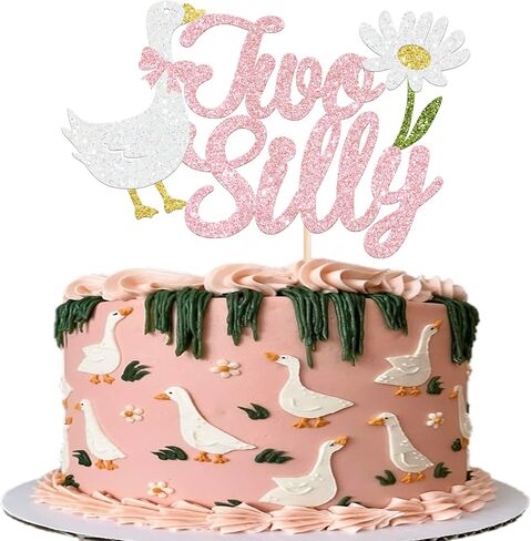 RSSTARXI 24 Pack One Silly Goose Cupcake Toppers Goose 1st عيد ميلاد ديكورات كعكة الوردي اللمعان السخيفة أوزة عيد ميلاد كب كيك للاستحمام الطفل بويز فتيات أول عيد ميلاد ديكورات حفلة in Kuwait