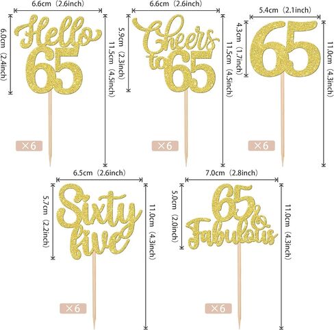 30PCS Happy 65th Birthday Cupcake Toppers Glitter Hello 65 Fabulous Sixty Five Cheers to 65 Years Old Birthday Cupcake Picks for Happy 65th Birthday Anniversary Party Cake Decorations Supplies Gold in Saudi Arabia