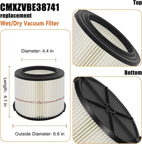 Universal Filters for CMXZVBE38755 CMXZVBE38754 Craftsman Filter, Replaces # 009-38754 Red Stripe Filter, Fits 5/6/ 8/9/ 12/14/16/20 gallon CRAFTSMAN Shop Vacuums1988+ in Kuwait
