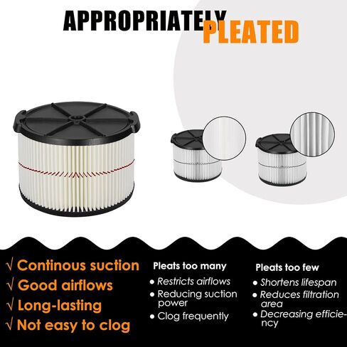 Universal Filters for CMXZVBE38755 CMXZVBE38754 Craftsman Filter, Replaces # 009-38754 Red Stripe Filter, Fits 5/6/ 8/9/ 12/14/16/20 gallon CRAFTSMAN Shop Vacuums1988+ in Kuwait