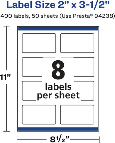 Avery Matte Clear Rectangle Labels with Sure Feed, 2" x 3.5", 80 Matte Clear Labels, Print-to-The-Edge, Laser/Inkjet Printable Labels in Saudi Arabia