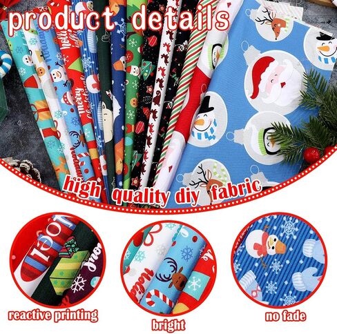TUDOMRO 100 PCS 10x10 بوصة الأقمشة المرقاء عيد الميلاد - Snowflake ، Snowman ، سانتا كلوز ، الغزل in Kuwait