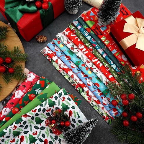 TUDOMRO 100 PCS 10x10 بوصة الأقمشة المرقاء عيد الميلاد - Snowflake ، Snowman ، سانتا كلوز ، الغزل in Kuwait