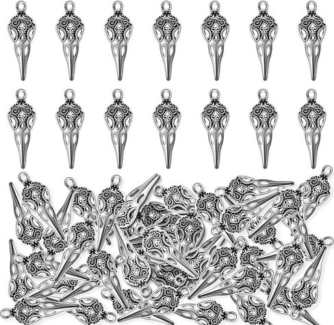 50Pcs Alloy Crow Raven Skull Charms Bird Head Skeleton Charms Pendant For Halloween Witch Pagan Necklace Bracelet Earring Gothic Style Jewelry Making in Saudi Arabia