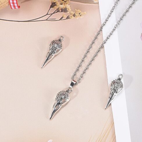 50Pcs Alloy Crow Raven Skull Charms Bird Head Skeleton Charms Pendant For Halloween Witch Pagan Necklace Bracelet Earring Gothic Style Jewelry Making in Saudi Arabia