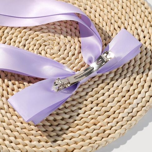 Large Satin Hair Bows Hair Ribbons for Women CEELGON 2PCS Big Long Light Blue Ballet Style Hair Bows French Barrette Vintage Accessories for Girls-Light Blue in Saudi Arabia