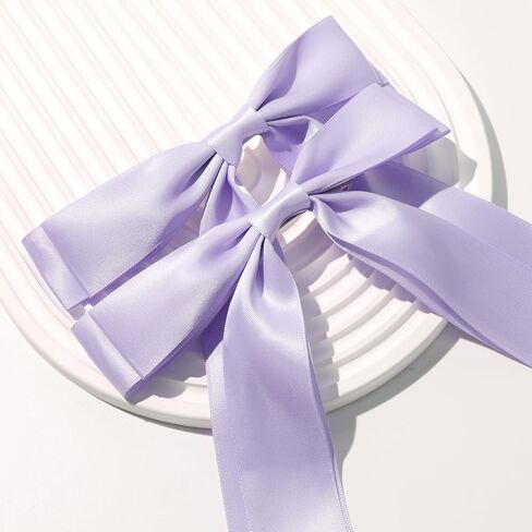 Large Satin Hair Bows Hair Ribbons for Women CEELGON 2PCS Big Long Light Blue Ballet Style Hair Bows French Barrette Vintage Accessories for Girls-Light Blue in Saudi Arabia