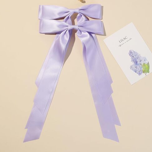 Large Satin Hair Bows Hair Ribbons for Women CEELGON 2PCS Big Long Light Blue Ballet Style Hair Bows French Barrette Vintage Accessories for Girls-Light Blue in Saudi Arabia