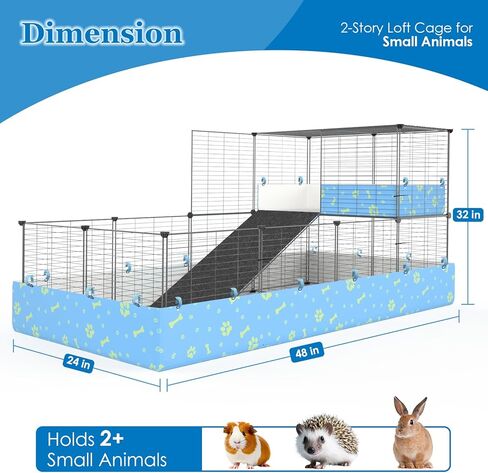 قفص خنزير غينيا مع بطانة PVC - قفص C&C قابل للتوسيع، قفص لعب صغير للحيوانات، جرو، أرنب، روضة للقطط - سياج من الأسلاك المعدنية المحمولة داخليًا وخارجيًا - 25 قطعة لوحة in Kuwait