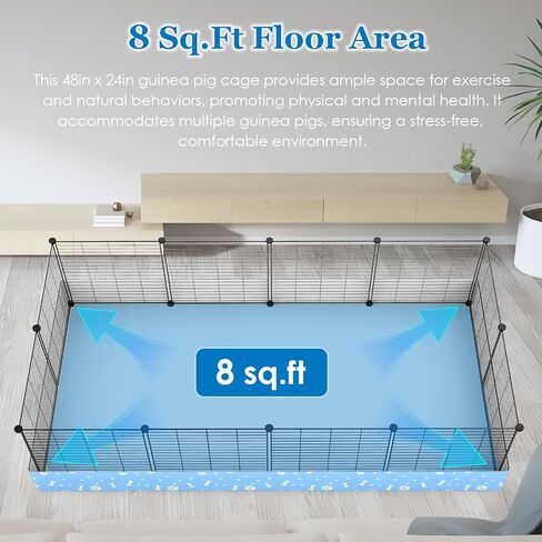 قفص خنزير غينيا مع بطانة PVC - قفص C&C قابل للتوسيع، قفص لعب صغير للحيوانات، جرو، أرنب، روضة للقطط - سياج من الأسلاك المعدنية المحمولة داخليًا وخارجيًا - 25 قطعة لوحة in Kuwait