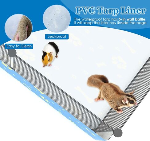 قفص خنزير غينيا مع بطانة PVC - قفص C&C قابل للتوسيع، قفص لعب صغير للحيوانات، جرو، أرنب، روضة للقطط - سياج من الأسلاك المعدنية المحمولة داخليًا وخارجيًا - 25 قطعة لوحة in Kuwait