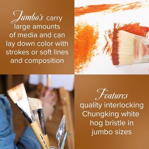 Silver Brush Limited 8001-50 Silver Jumbo White Hog Bristle Flat Paintbrush for Oil, Acrylic, Heavy Body Paints, Gesso & Grounds, Varnish & Top Coat, Size 50, Mid Length Handle in Saudi Arabia