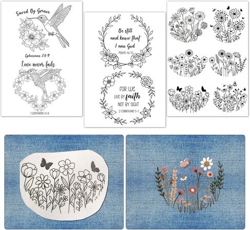 Rngmsi Water Soluble Embroidery Patterns - 3 Sheets Retro Lace Stick and Stitch Embroidery Paper Designs, Floral Theme Wash Away Transfer Paper Stabilizers for Hand Sewing Lovers in Saudi Arabia