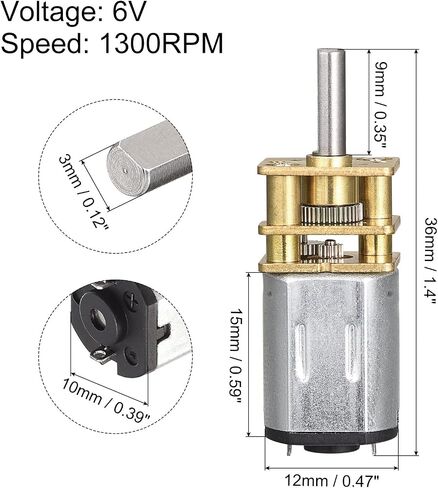 Meccanixity Micro Speed ​​Gear Motor ، DC 6V 400 دورة في الدقيقة مع علبة التروس المعدنية الكاملة لطائرة RC DIY ، حزمة سيارة طراز 2 2 in Saudi Arabia