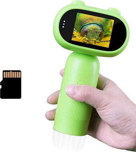 GreenPeek Kids Microscope, Handheld MiniScope for Kids, 2" Screen,1000x Mini Portable Pocket Digital Microscope for Kids, 32GB Card, Kids Educational Science Kit, Gift for Kids (Light Green) in Saudi Arabia