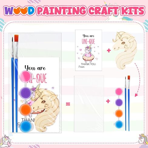 Leinuosen 28 Sets Ice Cream Party Favors Wood Painting Craft Kits مع لوازم فنية وبطاقات ملهمة شكرًا لك على الهدايا القادمة لحفل عيد ميلاد الصيف Goodie Bag Bag Bag Diy in Kuwait