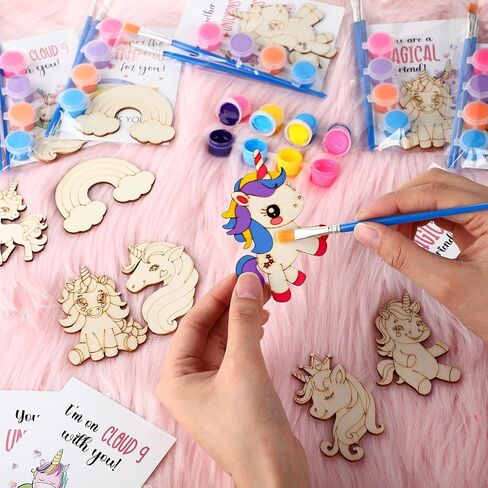 Leinuosen 28 Sets Ice Cream Party Favors Wood Painting Craft Kits مع لوازم فنية وبطاقات ملهمة شكرًا لك على الهدايا القادمة لحفل عيد ميلاد الصيف Goodie Bag Bag Bag Diy in Kuwait