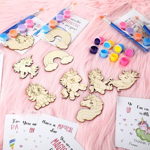 Leinuosen 28 Sets Ice Cream Party Favors Wood Painting Craft Kits مع لوازم فنية وبطاقات ملهمة شكرًا لك على الهدايا القادمة لحفل عيد ميلاد الصيف Goodie Bag Bag Bag Diy in Kuwait
