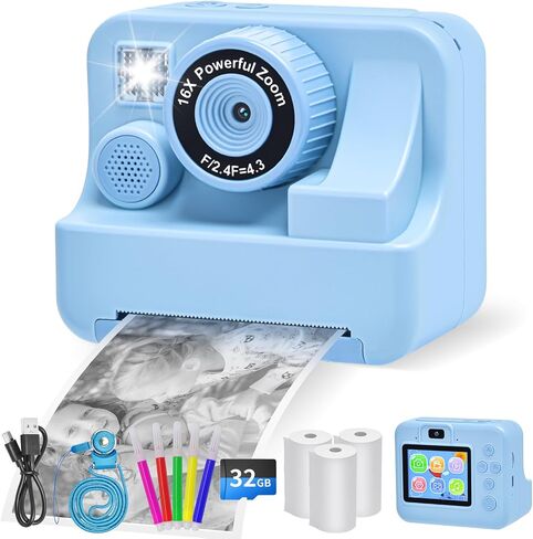 Kids Instant Print Camera, 30MP 1080P HD Digital Camera for Boys Girls with Color Pens & 32GB Card, Christmas Birthday Gifts Kids Toys for 3-12 Years Old (Purple) in Kuwait