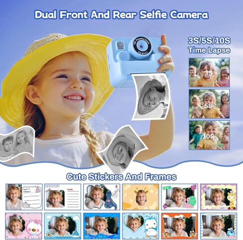 Kids Instant Print Camera, 30MP 1080P HD Digital Camera for Boys Girls with Color Pens & 32GB Card, Christmas Birthday Gifts Kids Toys for 3-12 Years Old (Purple) in Kuwait