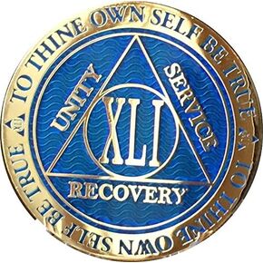RecoveryChip 41 Year Reflex Gold Gold Plate AA Medallion Echolistic Coards Chip Anonymous