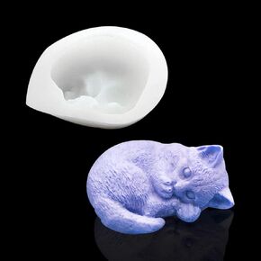 Voyyphixa 3D Cat Resin Mold Sleepy Cat Epoxy Resin Silicone Mold Sleepy Art Craft Ornaments Animals Silicone Molds for Resin Casting for Making Soaps, Candle, Puddings, Chocolates
