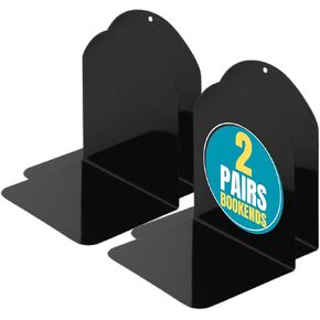 1 intheoffice Bookends for Relves ، Metal Bookends ، 6 "× 5" × 7 "، مغناطيسي ، أسود ، 4 عبوات