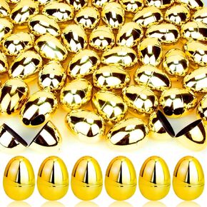 18 Pcs Shiny Golden Metallic Easter Eggs Bulk, 2.3 ", Fillable Gold Empty Easter Eggs for Fillling Candy, Treats, Easter Hunt Basket Suffers Fillers, Easter Theme Party Favors