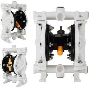 GCCSJ Air Operated Double Diaphragm Pump 1 inch Inlet/Outlet Pneumatic Chemical QBY4-25L 31 GPM Dual Diaphram Polypropylene Nitrile Rubber by Stainless Steel Iron 115 PSI