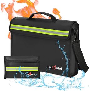Fireproof Waterproof Money Document Bag - Large Fireproof Safe Box with Wallet Protector, Fire & Water Resistant Storage Organizer Pouch for A4 Documents Holder,File,Jewelry,Passport,Laptop (Gray)