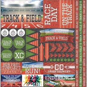 REMINISCE Elements Cardstock Stickers 12"X12"-Track & Field, Multicolored