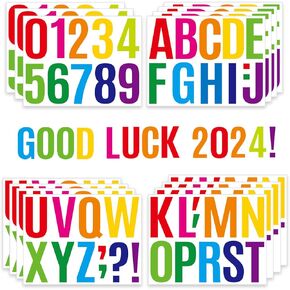 Colorful Letter Stickers 4 Inch, Colorful Vinyl Letter and Number Stickers Waterproof, Capital Alphabet Letter ABC Decals Labels for Mailbox Poster Bulletin Board Signs Graduate Decor DIY (15 Sheets)