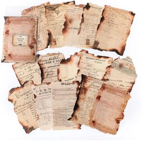 Vintage Scrapbooking Material Paper Receipts Tickets Burnt Design Decorative Papers for Planner Journal Diary Agenda Calendar Papges Scrapbook Art Craft DIY Crafts Supplies