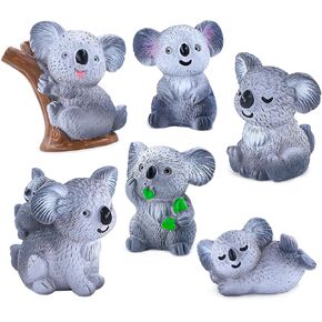 6 حزمة Mini Koalas شخصيات القبعات العليا ، مصغرة لطيفة كوالا جنية جنية الديكور