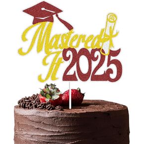أتقنتها 2025 كعكة توبر ، تهانينا تتقنها ماجستير درجة الماجستير ديكور كعكة ، تهانينا فئة غراد من 2025 ديكورات حفل التخرج (الذهب الأخضر)