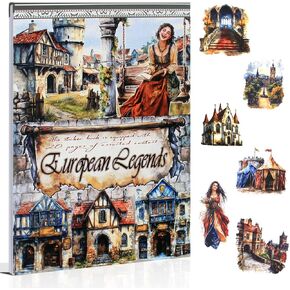 Dwpetzo Forest Woodland Castle Scenery Book for Journaling ، 20 Sheets Precut Pet Washi Materials Feaphemera for Junk Journal Supplies ، Scrapbooking ، Diy Crafts Arts