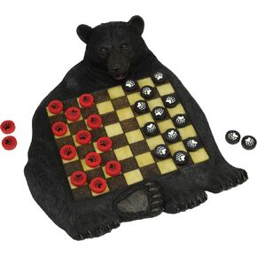 Rivers Edge Products Checkerboard مجموعة للمقصورة أو النزل ، أو ألعاب لوحة المدقق الريفية للبالغين ، أو لعبة اللاعبين من Tabletop 2 ، أو مقصورة أو لودج ، أو ديكور غرفة المعيشة أو ديكور المكتب المنزلي ، أو الدب in Kuwait